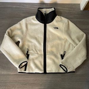 The north face fleece jacket. White. Women’s medium. Zip.